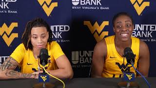 WVU's JJ Quinerly and Jayla Hemingway. post-game Wright State 2023