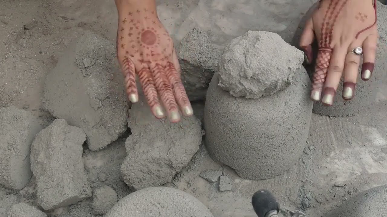 Asmr - Gritty sand cement full dry floor crumbling