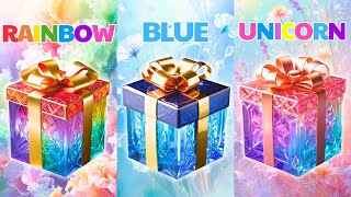 Choose Your Gift 🎁💝 | 3 Gift Box Challenge Rainbow , Blue or Unicorn 🤩😍😭 | How Are Your Lucky?