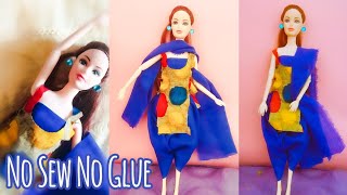 Making No Sew No Glue Patiala Suit For Barbie | Doll Patiala Salwar Kameez Design | Harini Creations