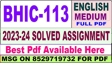 bhic 113 solved assignment 2023-24 || bhic 113 solved assignment 2024 in English || ignou bhic 113