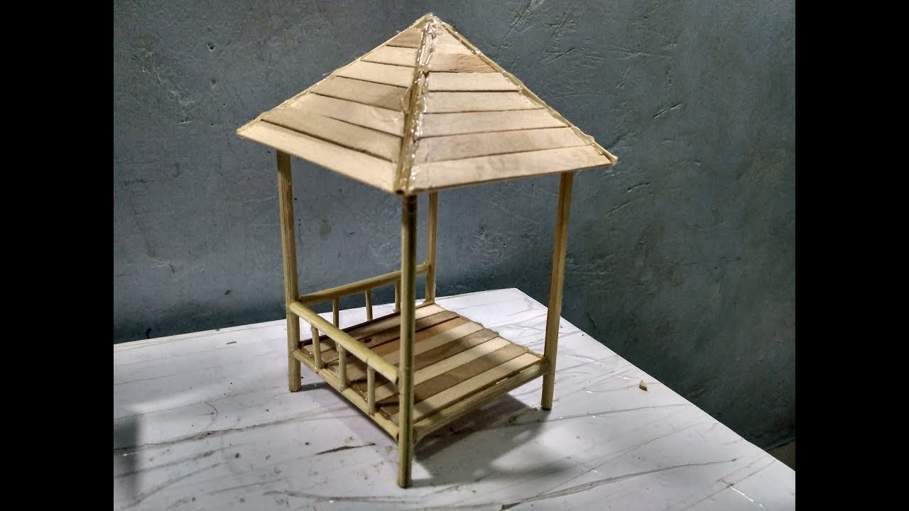 Cara Membuat miniatur Gazebo  Dari  Stik  Es  Krim  Tutorial 