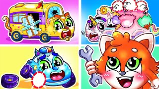 Let's Repair Police Car, Bus Car & Icecream Car Songs🚑🚌🚓🚗+More Kids Song by Baby Cars Español