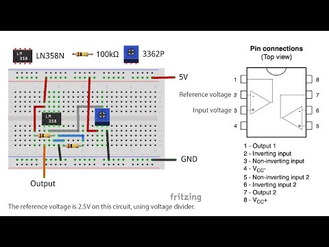 オペアンプ「LN358N」をつかったコンパレータの動作風景