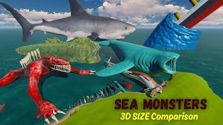 Sea Animals Size Comparison 3D || Bloop Vs El Gran Maja Monsters || Sea Monsters shark 🦈 🐟🐡🦈🐙🐚🦑