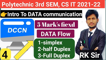 Data FLOW ll Simplex, half Duplex, Full Duplex ll DCCN in Hindi ll Polytechnic 3rd sem CS & IT#4