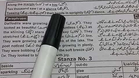 Class 9th | Subject English | Unit# 5 - Daffodils - Translation | Native Schools