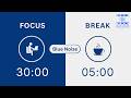 4K Pomodoro Timer |30/5| 🔵 Super Deep Blue Noise for Focus & Productivity