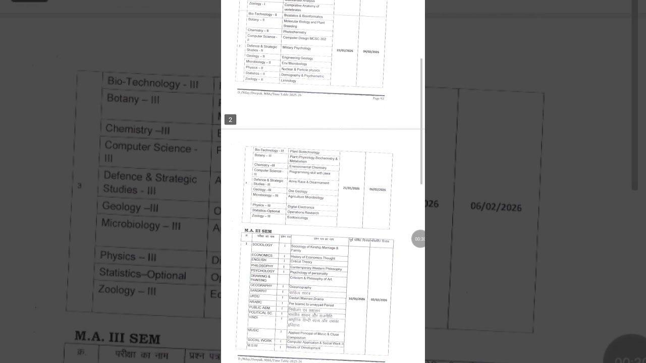All PG students  3rd semester Time table postpone revised