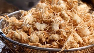 바삭바삭한 베이비 크랩, 통새우, 오징어 튀김 (fried mini crab, shrimp, squid) korean street food