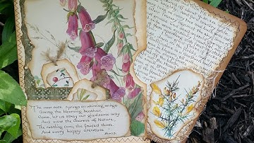 Embellishing a File Folder Booklet Folio Journal Insert w Edith Holden Book Pages