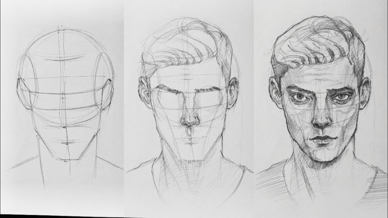 How to draw face step by step, loomis method drawing tutorial ...