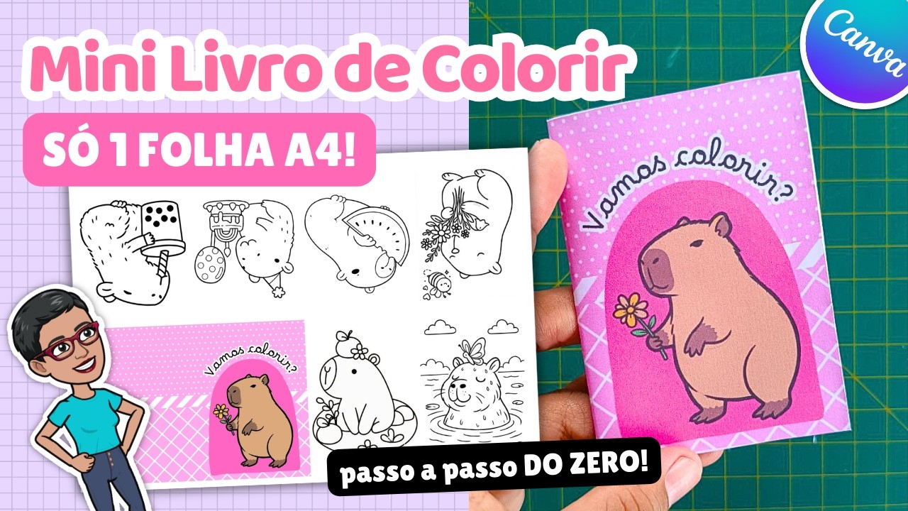 Como fazer Mini LIVRO DE COLORIR Personalizado no Canva | Lembrancinha ...