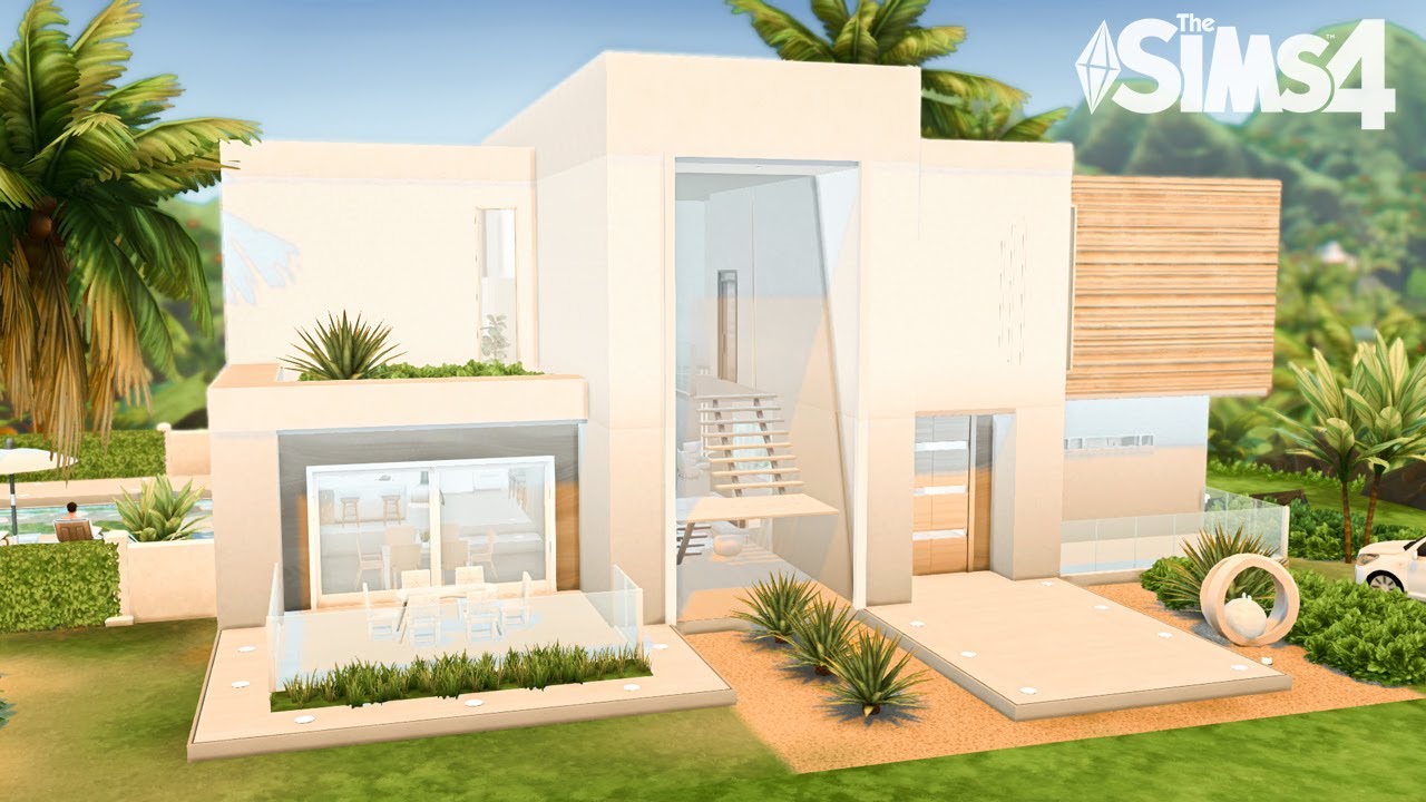 Island Modern Mansion | No CC | Stop Motion Build | The Sims 4 - YouTube