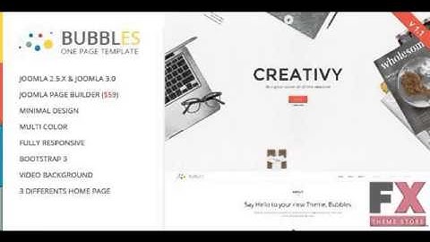 Preview Bubbles - Parallax One Page Joomla Template TForest