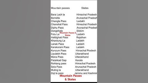 Mountain Passes & States #shortsfeed #shortvideo #shortsviral #sscexams #ssccglexam #shortsfeed