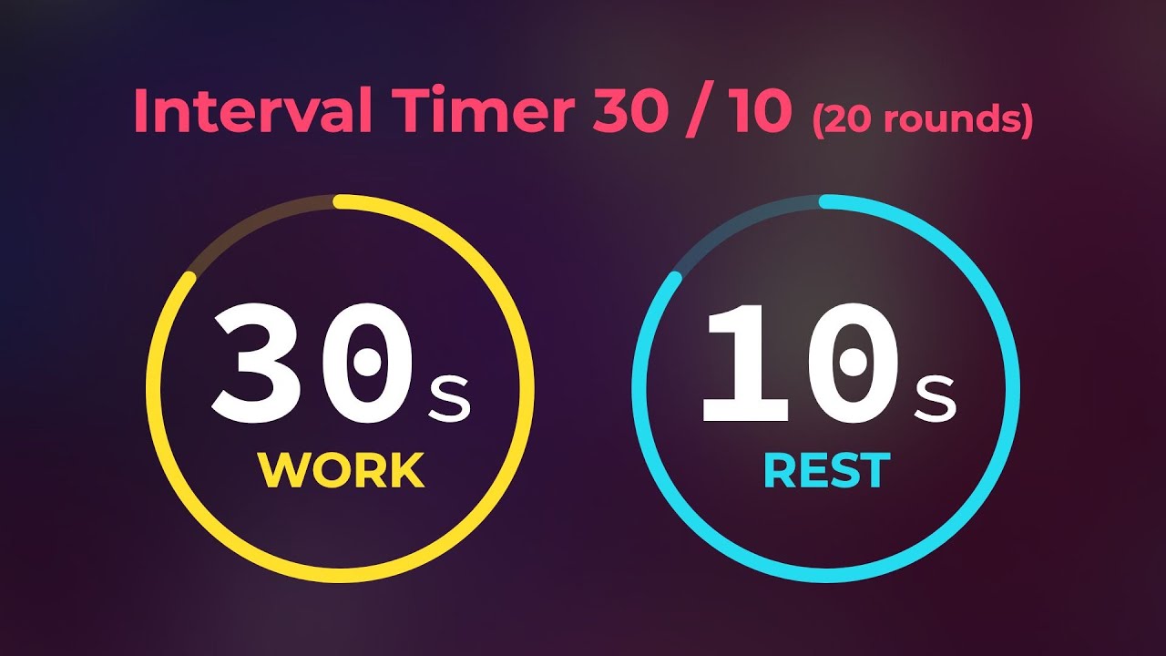 30/10 Interval Timer | 30s with 10s rest (20 Rounds) | Workout Timer No Music