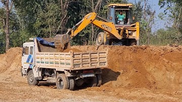 JCB Backhoe Cutting Soil and Loading in Dump Truck - JCB Earth Movers Video 3