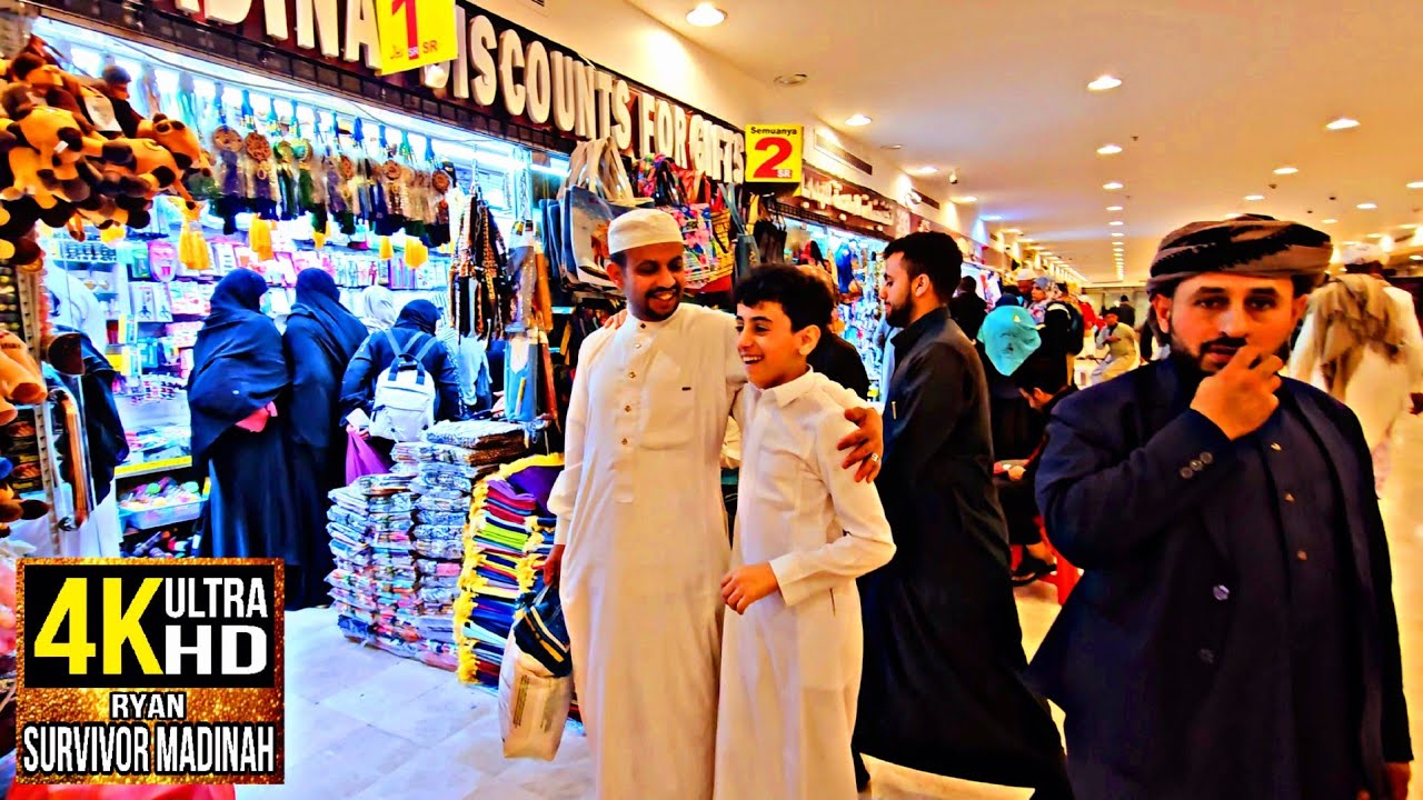 Madinah street view 🇸🇦 || Toko serba satu riyal pintu 328 masjid nabawi - 4K Walking tour.