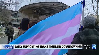 Rally held in support of trans community at Rosa Parks Circle