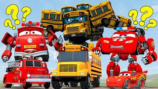 I FOUND ALL NEW TRANSFORMERS FIRE TRUCK vs SCHOOL BUS vs MCQUEEN In Garry's Mod