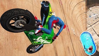 GTA 5 Spiderman Motorcycle Fails/Ragdolls #2 (Euphoria Physics, Jumps, Funny Moments)