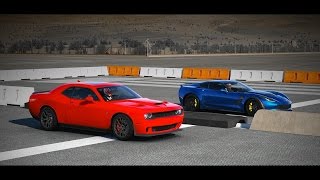 Forza 6 Drag Race: 2015 Dodge Challenger SRT Hellcat vs 2015 Chevrolet Corvette Z06