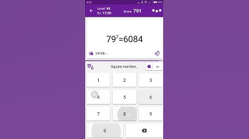 Math Tricks - Training mode - square numbers between 70 and 79 - level 093 (Number Keyboard)
