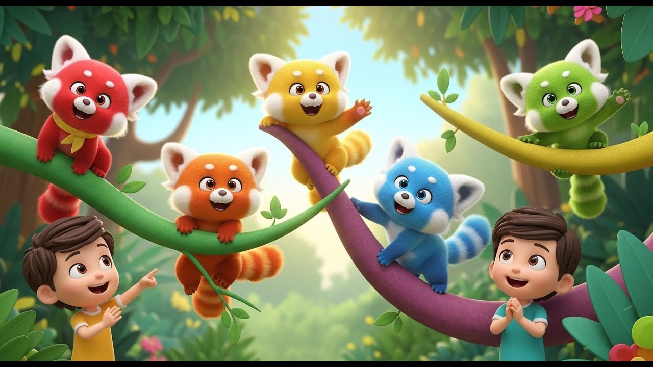 Five Little Red Pandas Climb Climb Climb | Nursery Rhymes for Kids & Baby Songs