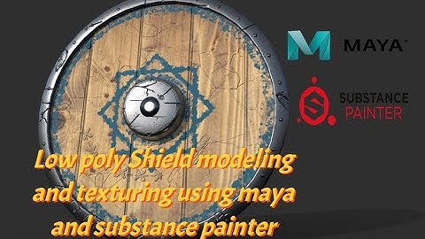 How to model UV map texture and render Low poly detailed shield  using Maya and substance painter.