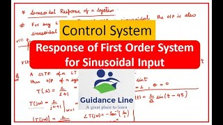 Sinusoidal Input Response of First Order System | hindi english explanation