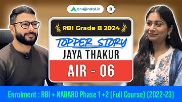 RBI Grade B 2024 Topper Interview | Jaya Thakur | Crack RBI Grade B 2025 | RBI Prep Strategy