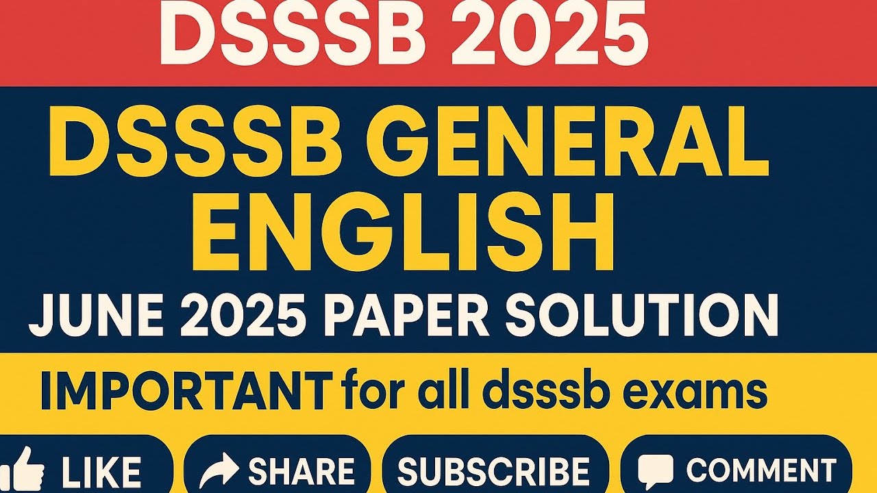 DSSSB GENERAL ENGLISH PYQ SOLUTION  #dsssb #prt #tgt #pgt #DASS-4 #kvs #ctet #ntt #teacher