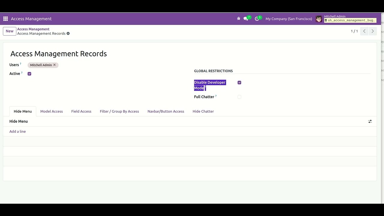 Access Management System - Hide Developer Mode Globally Odoo V18 - YouTube
