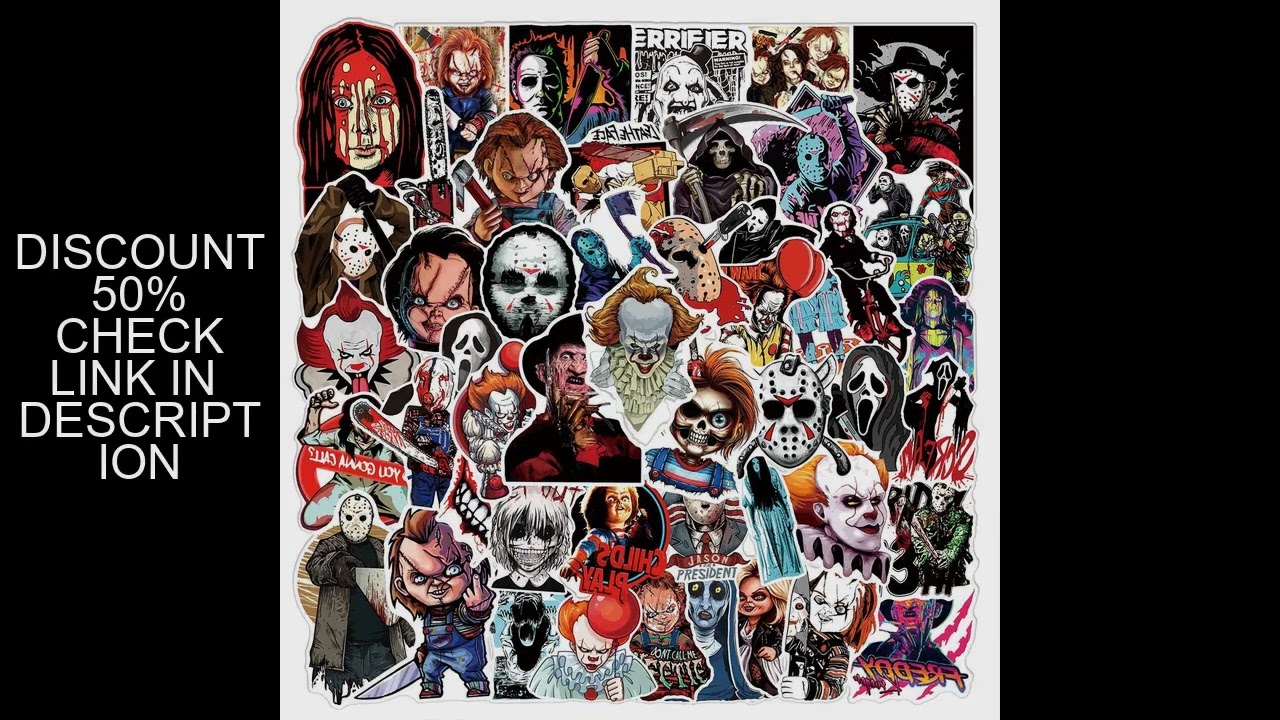 50Pcs  Horror Stickers Halloween Horror Movie DIY Stickers Scrapbooking Phone Luggage Waterproof Dec