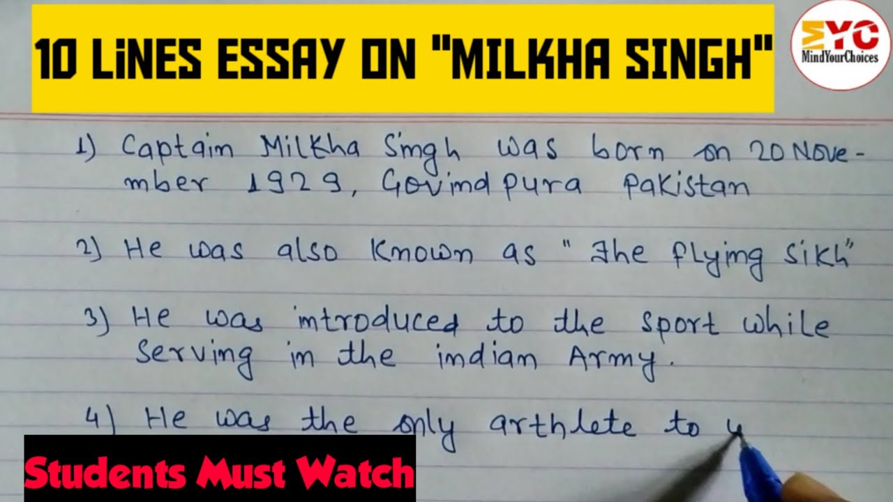 essay on milkha singh in 500 words