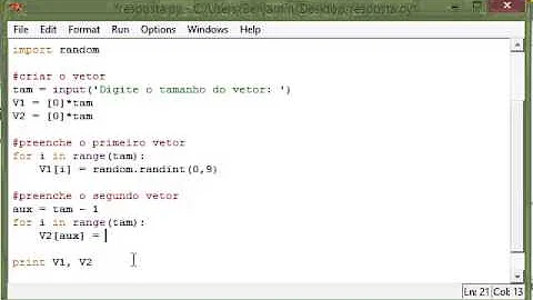 Como definir um vetor Python?