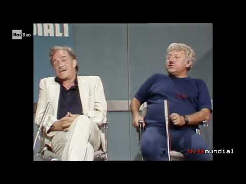 (1982). Paolo Villaggio (con Ugo Tognazzi) al PROCESSO AI MONDIALI di Aldo Biscardi.