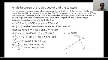 Angle between radius vector and the tangent