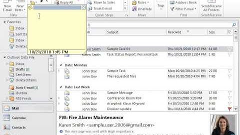 Outlook 2010 Create a Note