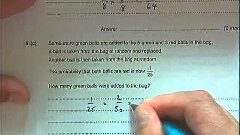 GCSE exam question probability trees