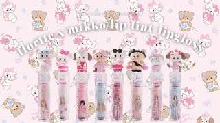 UNBOXING SUPER CUTE CHINESE MAKEUP FLORTTE BEAUTY X MIKKO JUICY LIPTINT ALL SHADES REVIEW 🎀 C-BEAUTY