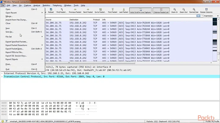 Analyzing Network Traffic with Wireshark 2.6  :  Saving Capture | packtpub.com