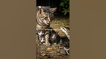 Brave MOTHER Cat Battles Python to Protect Her Kittens! #shorts