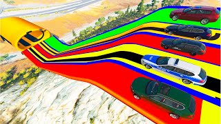 Big & small Car with slide color !!! Cars vs Portal Trap With Slide Colors - BeamNG.Drive