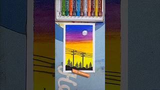 Easy Sunset to Night Sky Drawing 🌙 | Oil Pastel Scenery Step by Step