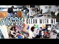 MESSY HOUSE CLEAN WITH ME | EXTREME CLEANING MOTIVATION | SO MUCH LAUNDRY!