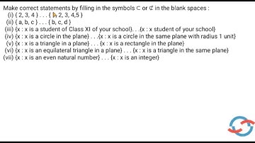 Make correct statements by filling in the symbols ⊂ or ⊄ in the blank spaces... I CLASS 11 SETS