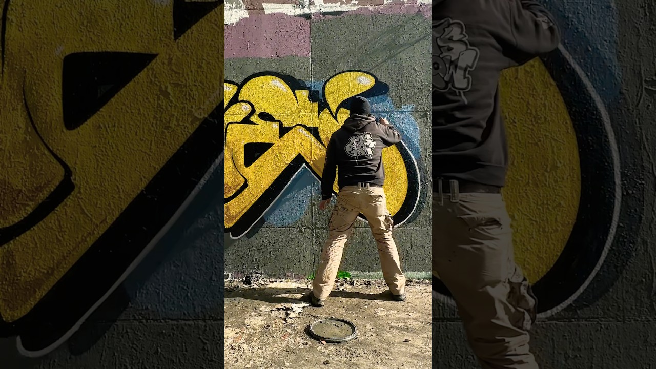 PINTANDO GRAFFITI LETRAS AMARILLAS 