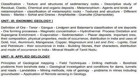 TNPSC GROUP I A SERVICE ASSISTANT CONSERVATOR OF FORESTS SYLLABUS IN Geology